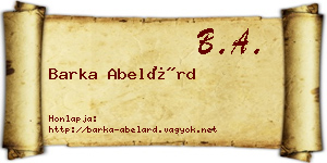 Barka Abelárd névjegykártya